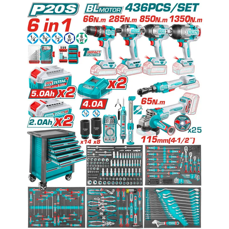UTHPTCS84362 CARRO DE HERRAMIENTAS MANUALES E INALÁMBRICAS 436 PIEZAS TOTAL UTHPTCS84362 - Imagen 1