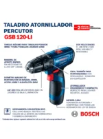 taladro BOSCH GSB 120 LI para perforación en madera metal mampostería y atornillado