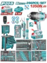 carro de herramientas TOTAL TOOLS UTHPTCS82962 con 296 piezas y llave de impacto inalambrica