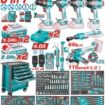 carro de herramientas TOTAL UTHPTCS84362 con herramientas manuales e inalámbricas de 436 piezas para taller profesional