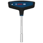 Destornillador Bosch con mango en T para puntas intercambiables, ideal para aplicar mayor torque en trabajos de ajuste.