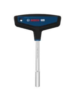 Destornillador Bosch con mango en T para puntas intercambiables, ideal para aplicar mayor torque en trabajos de ajuste.