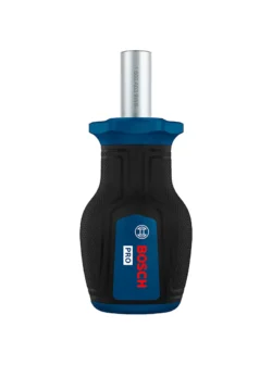 Destornillador Bosch con portapuntas magnético para puntas intercambiables, ideal para trabajos de ajuste y montaje.