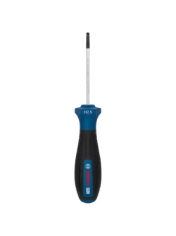 Destornillador Bosch con punta Bristol H2.5 y varilla de 60 mm para ajuste y desajuste de tornillos hexagonales internos.