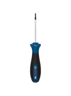 Destornillador Bosch con punta Bristol H2 y varilla de 60 mm para ajuste y desajuste de tornillos hexagonales internos.