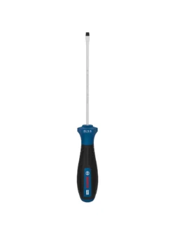 Destornillador Bosch con punta plana SL 0.6 x 3.5 mm y varilla de 100 mm para ajuste y desajuste de tornillos ranurados.