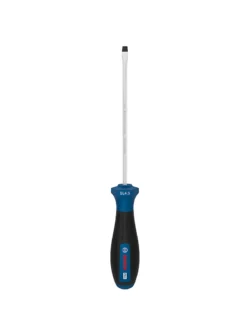 Destornillador Bosch con punta plana SL 1.0 x 4.5 mm y varilla de 125 mm para ajuste y desajuste de tornillos ranurados.