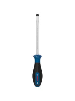 Destornillador Bosch con punta plana SL 1.6 x 8 mm y varilla de 150 mm para ajuste y desajuste de tornillos ranurados.