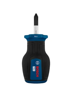Destornillador tipo tatamaco Bosch con punta estrella PH1 y longitud de 25 mm para ajuste y desajuste de tornillos Phillips en espacios reducidos.