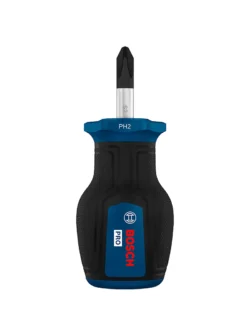 Destornillador tipo tatamaco Bosch con punta estrella PH2 y longitud de 25 mm para ajuste y desajuste de tornillos Phillips en espacios reducidos.