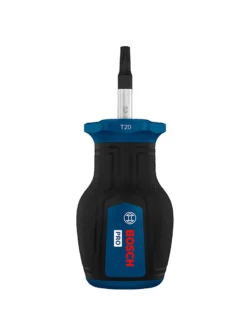 Destornillador tipo tatamaco Bosch con punta Torx TX20 y longitud de 25 mm para ajuste y desajuste de tornillos Torx en espacios reducidos.