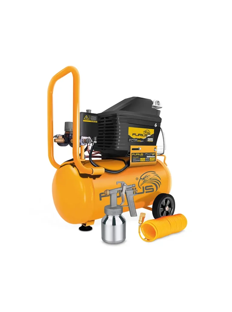 compresor FURIUS FC25KIT de 2 HP 25 litros 115 PSI con pistola y manguera para aire comprimido
