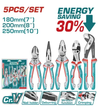 juego de alicates TOTAL TOOLS THT2K0588 de 5 piezas en acero cromo vanadio
