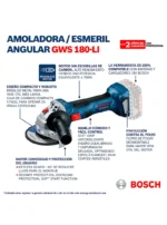 kit pulidora inalámbrica BOSCH GWS 180 con baterías recargables de 2Ah y 4Ah