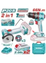 combo TOTAL TOOLS UTCKLI20255 con mini pulidora de 3 pulgadas y taladro inalambrico percutor de 66 Nm