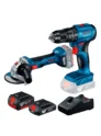 combo BOSCH con pulidora inalambrica GWS 180-LI taladro percutor GSB 185-LI y 2 baterias