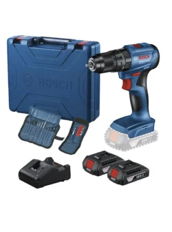 taladro inalámbrico percutor BOSCH GSB 185 LI de 1-2 pulgada con 2 baterías y 23 accesorios