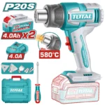 Pistola de calor 20V con boquillas intercambiables para aplicaciones de calor dirigidas.