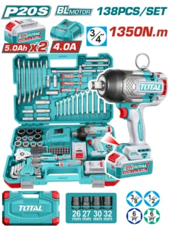 Detalle del mango ergonómico de la pistola de impacto 20V.