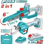 Combo TOTAL 20V con sierra podadora de 6” y tijera de poda inalámbrica.