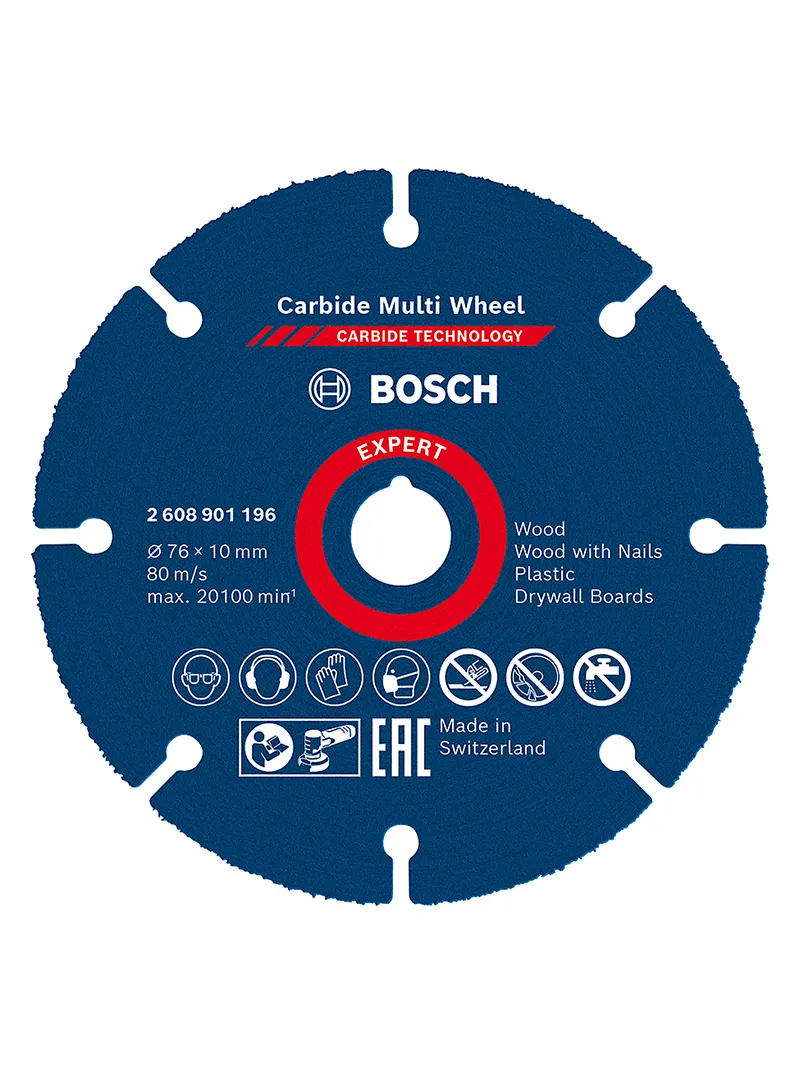 Disco corte multimaterial tungsteno 76 mm BOSCH disco de corte multimaterial BOSCH de 76 mm con carburo de tungsteno para diversos materiales
