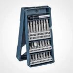 set BOSCH de 25 piezas puntas y extensor con estuche abierto mostrando el contenido