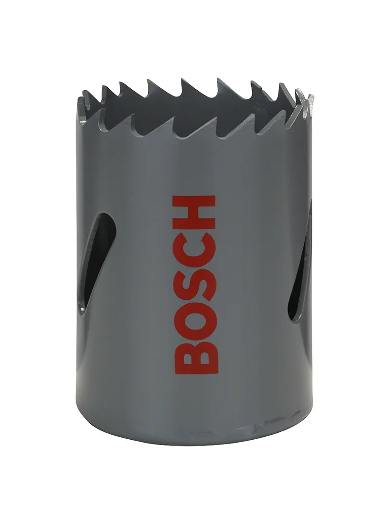 Sierra copa bimetal HSS 8% cobalto 1.1/2" (38 mm) BOSCH sierra copa bimetal BOSCH HSS con 8 por ciento de cobalto de 1-1-2 pulgadas 38 mm para perforación en diversos materiales