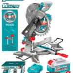 Ingleteadora inalámbrica TOTAL 20V con disco de 210 mm para cortes de precisión.