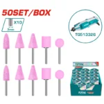 Set de accesorios para mini mototool Total Tools con puntas abrasivas de eje de 3 mm.