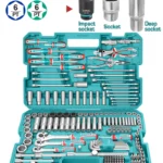 Juego de herramientas Total Tools de 216 piezas con dados, llaves, puntas y trinquetes.