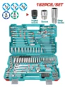 Juego de herramientas Total Tools de 216 piezas con dados, llaves, puntas y trinquetes.