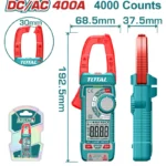 Medidor de abrazadera digital True RMS con pantalla de 4000 cuentas para mediciones eléctricas.