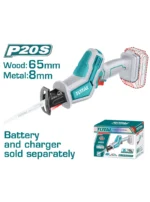 Sierra sable recíproca inalámbrica TOTAL 20V para corte de madera y metal.