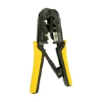 Alicate pelacable y ponchadora Stanley 3 en 1 para conectores RJ11 y RJ45, ideal para cortar, pelar y ponchar cables de red y telefonía.