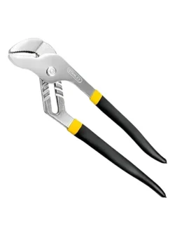 Alicate pinza pico de loro Stanley de 12 pulgadas con apertura ajustable para sujetar y girar tubos, tuercas y piezas.