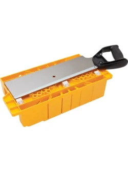 Caja de inglete profesional Stanley 20-600 para realizar cortes precisos en madera con ángulos de 45 y 90 grados.