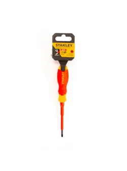 Destornillador pala Stanley STMT60163-LA de 1/8 x 3 pulgadas con aislamiento de 1000V para trabajos eléctricos seguros.