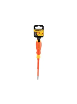 Destornillador pala Stanley STMT60164-LA de 5/32 x 4 pulgadas con aislamiento de 1000V para trabajos eléctricos seguros.