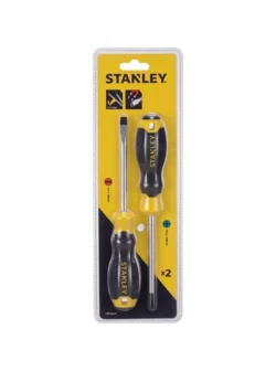 Juego de destornilladores Stanley STMT66670-840 de 2 piezas con mangos amarillo y negro para trabajos de ajuste y mantenimiento.