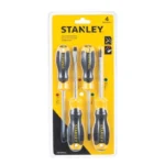 Juego de destornilladores Stanley STMT60040-LA de 4 piezas con mangos amarillo y negro para trabajos de ajuste y mantenimiento.
