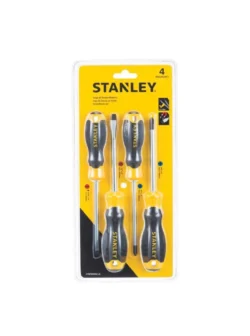 Juego de destornilladores Stanley STMT60040-LA de 4 piezas con mangos amarillo y negro para trabajos de ajuste y mantenimiento.