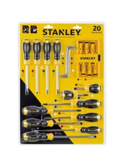Juego de destornilladores Stanley STMT60220-LA de 20 piezas tipo liviano para trabajos de ajuste, mantenimiento y reparación.