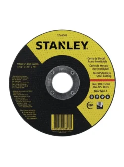 Disco abrasivo tipo 1 Stanley STA8063 de 4-1/2 x 1/16 pulgadas para corte de metal con amoladora.