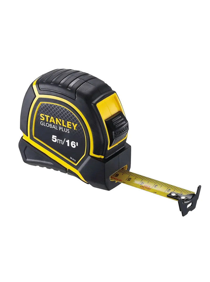 Flexómetro caja plástica Global 5 metros Stanley 30-615 Flexómetro Stanley 30-615 de 5 metros con caja plástica Global para mediciones precisas en construcción, carpintería y mantenimiento.