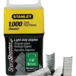 Grapa Stanley TRA204T de 1/4 pulgada para grapadora manual RT-45, ideal para trabajos de fijación en tapicería y bricolaje.