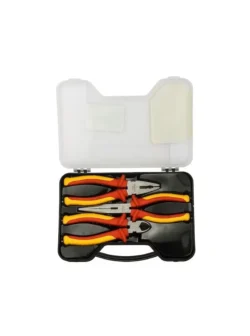 Juego de 3 alicates para electricista Stanley con aislamiento de hasta 1000 V, ideal para trabajos eléctricos profesionales.