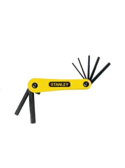 Juego de llaves Bristol tipo navaja Stanley de 5 piezas con medidas de 3/16" a 3/8" para ajuste de tornillos con hexágono interno.