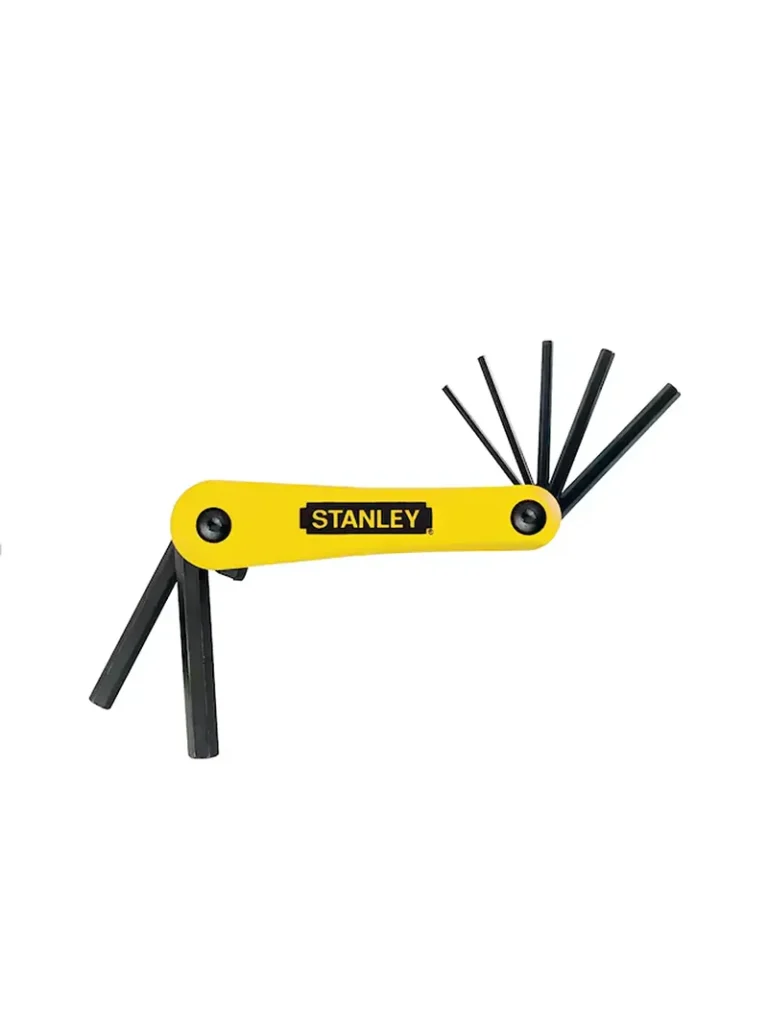 Juego de llaves Bristol tipo navaja Stanley de 5 piezas con medidas de 3/16" a 3/8" para ajuste de tornillos con hexágono interno.