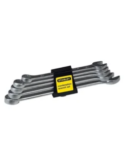 Juego de llaves combinadas Stanley de 5 piezas con medidas de 10 a 14 mm para trabajos de mecánica, mantenimiento y ensamblaje.