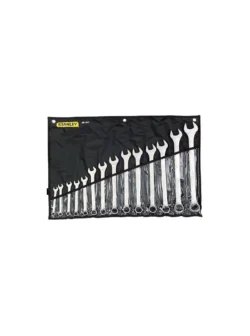 Juego de llaves combinadas Stanley de 14 piezas con medidas de 7 a 24 mm para trabajos de mecánica, mantenimiento y ensamblaje.